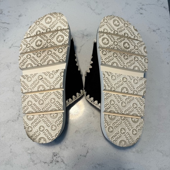 Like New-high end-MOU BIO Black and White Women's Sandals Two Buckles SZ 39 - Picture 8 of 14